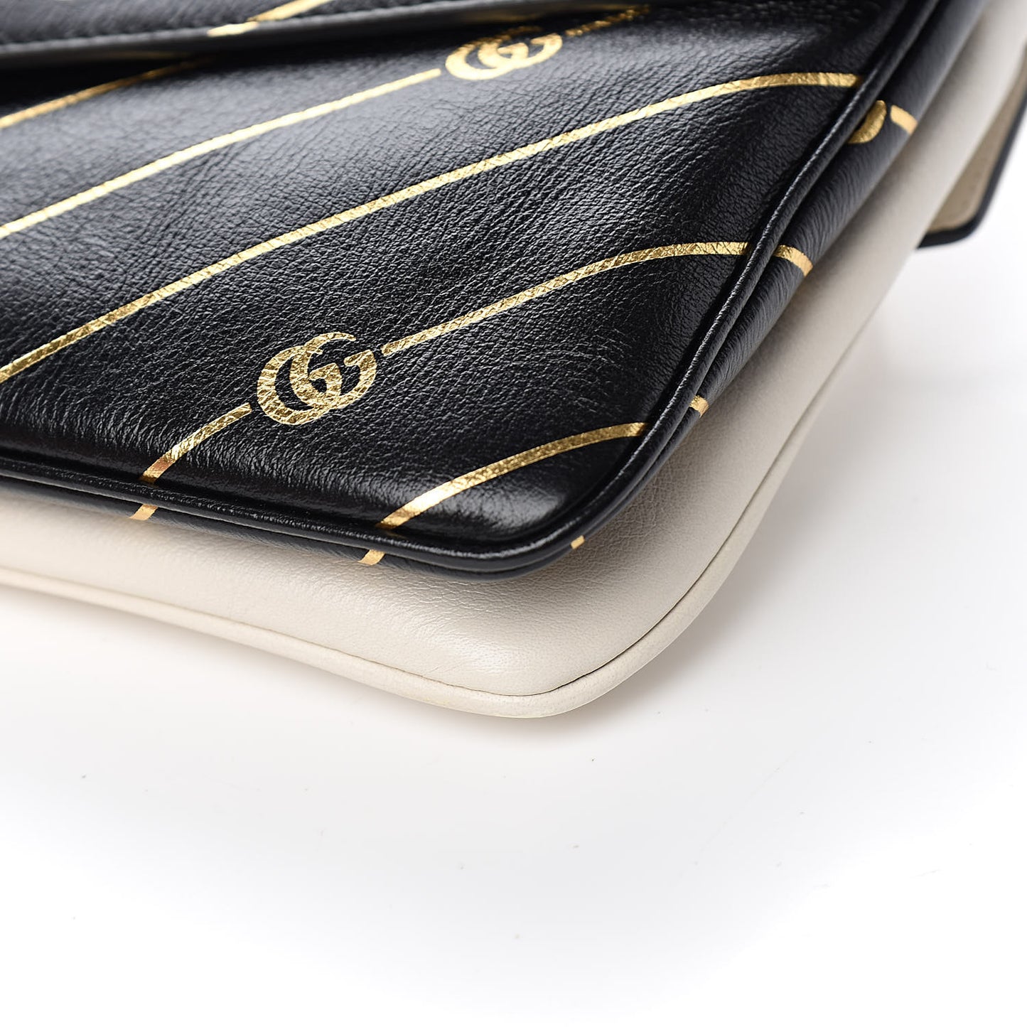 Calfskin Diagonal GG Medium Thiara Double Envelope Shoulder Bag Black White