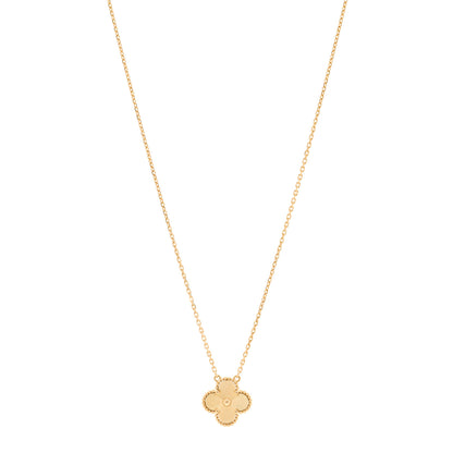 Van Cleef & Arpels 18K Yellow Gold Guilloche Vintage Alhambra Pendant Necklace 1 of 5