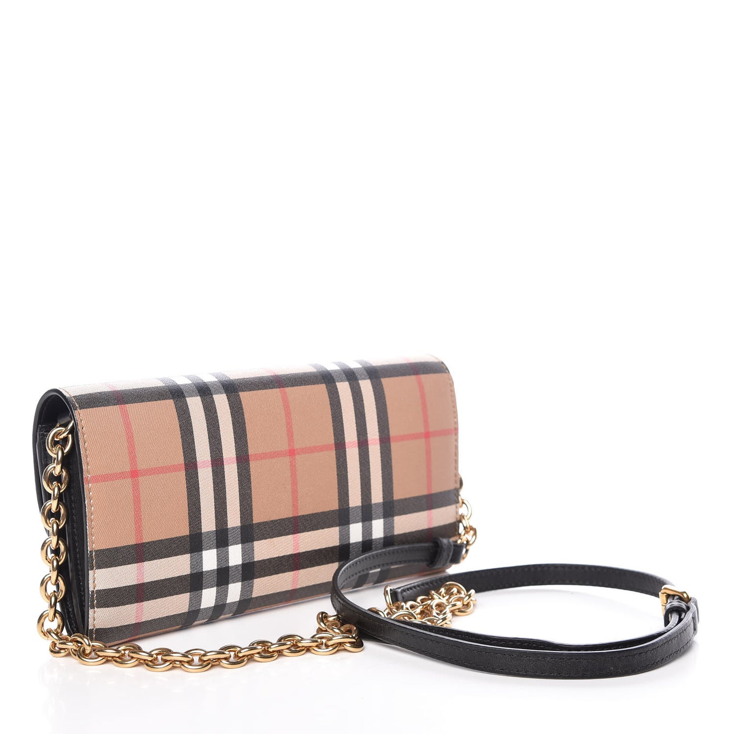 Vintage Check Henley Wallet On Chain Black