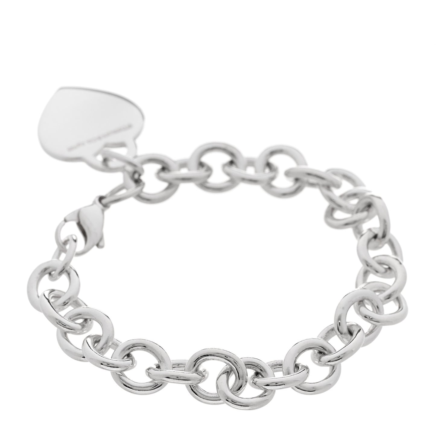 Sterling Silver Heart Tag Charm Bracelet
