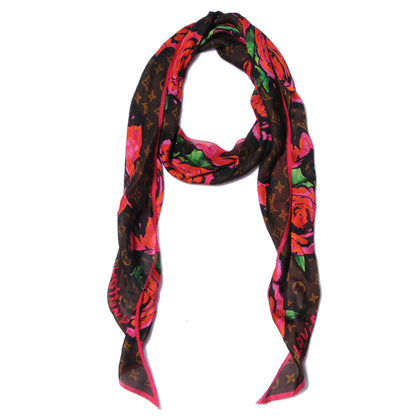 Louis Vuitton Silk Monogram Roses Scarf Marron 1 of 5