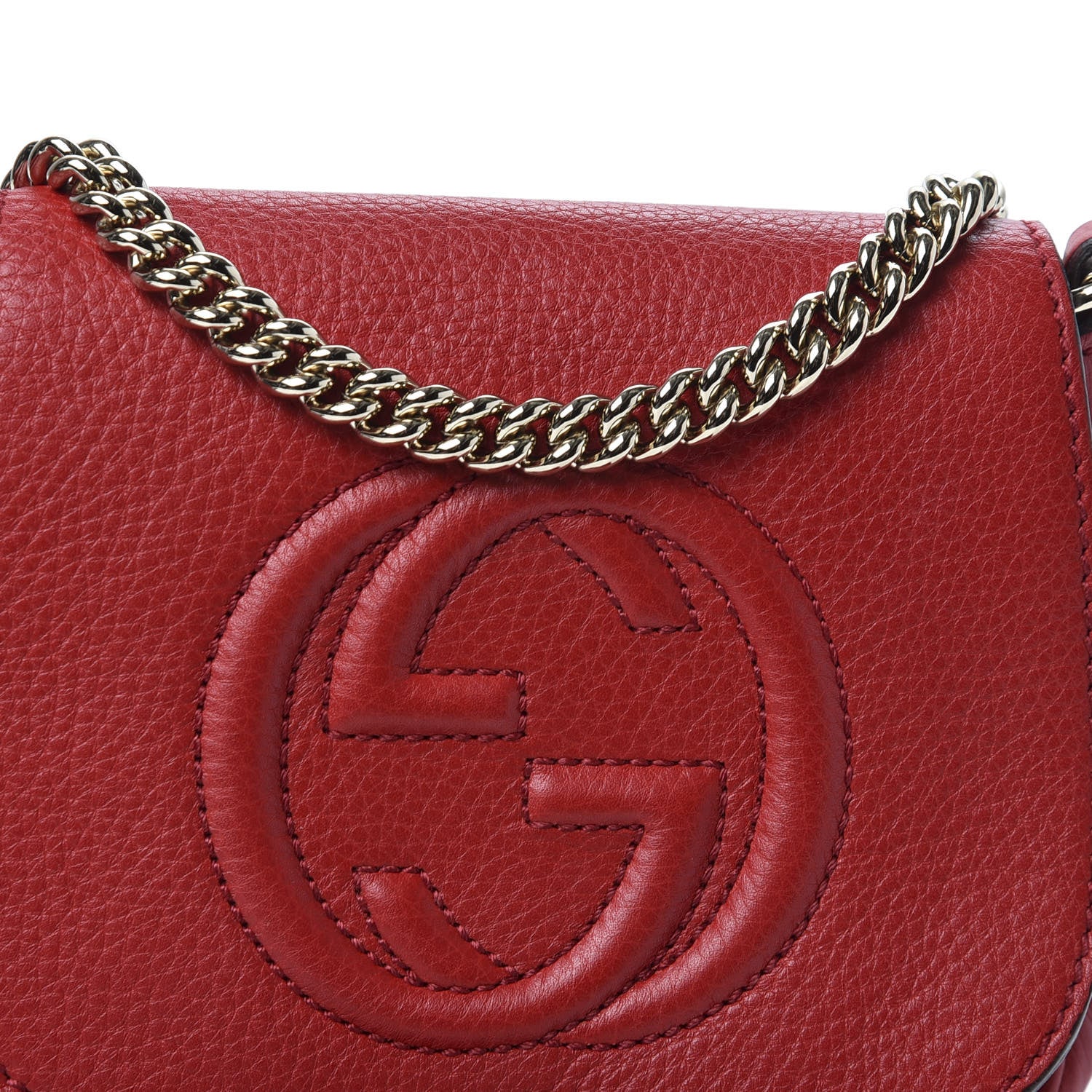 Gucci Pebbled Calfskin Small Soho Flap Crossbody Red 9 of 9