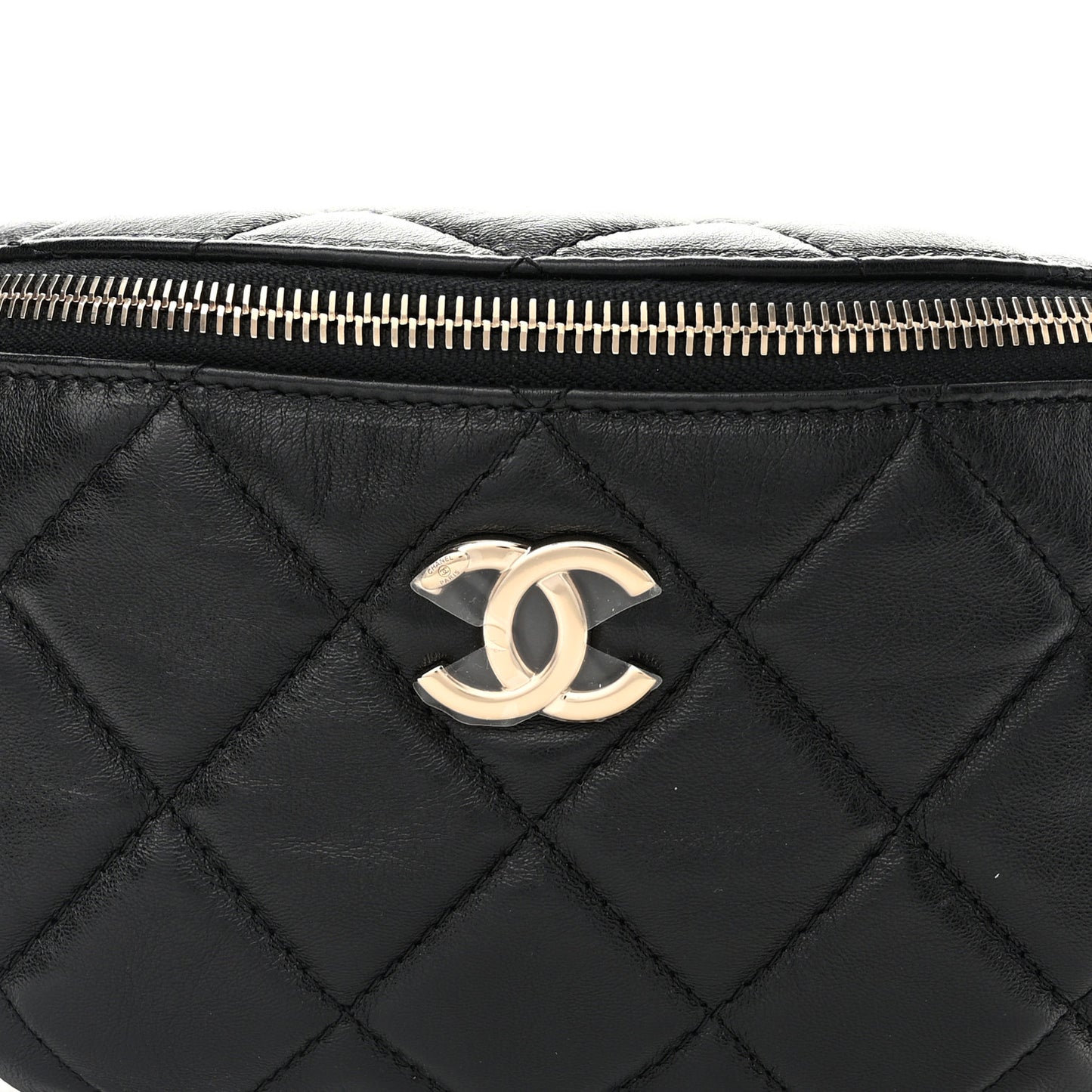 Lambskin Quilted Waist Bag Fanny Pack Black