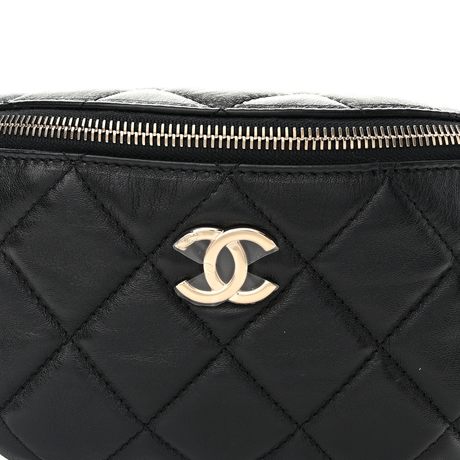 Chanel Lambskin Quilted Waist Bag Fanny Pack Black 8 of 13