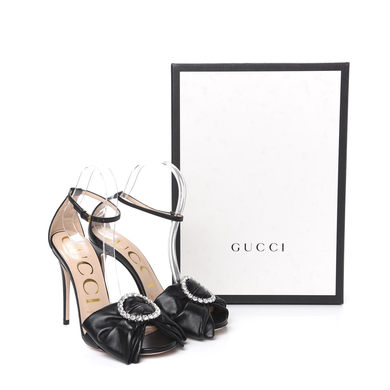 Gucci Nappa Ilse Pleated Bow Sandals 36 Black 9 of 9
