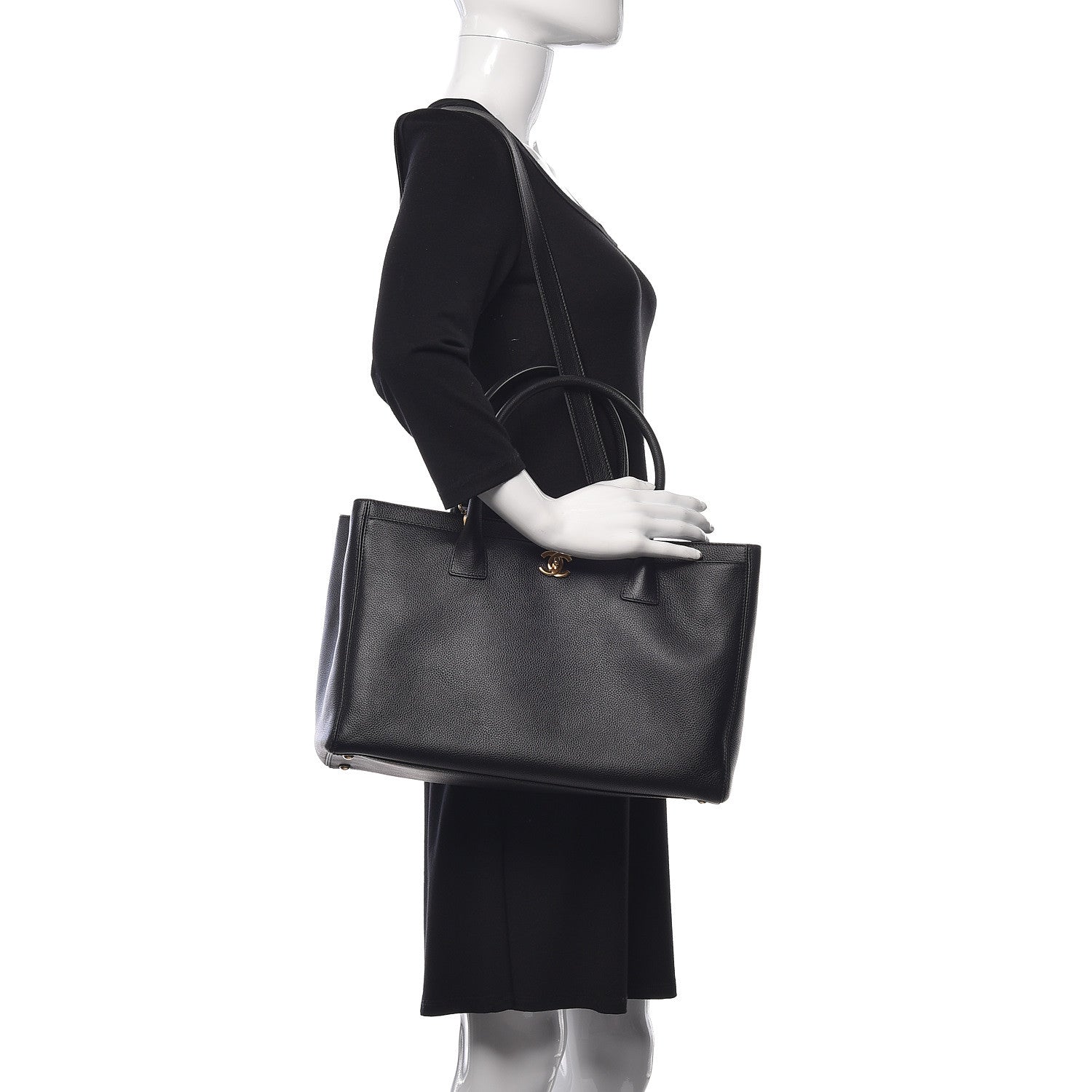 Chanel Calfskin Cerf Executive Shopper Tote Black 2 of 12