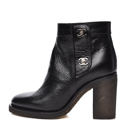 Chanel Goatskin CC Turnlock Ankle Boots Black 1 of 9
