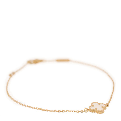 Van Cleef & Arpels 18K Yellow Gold Mother of Pearl Sweet Alhambra Bracelet 1 of 3