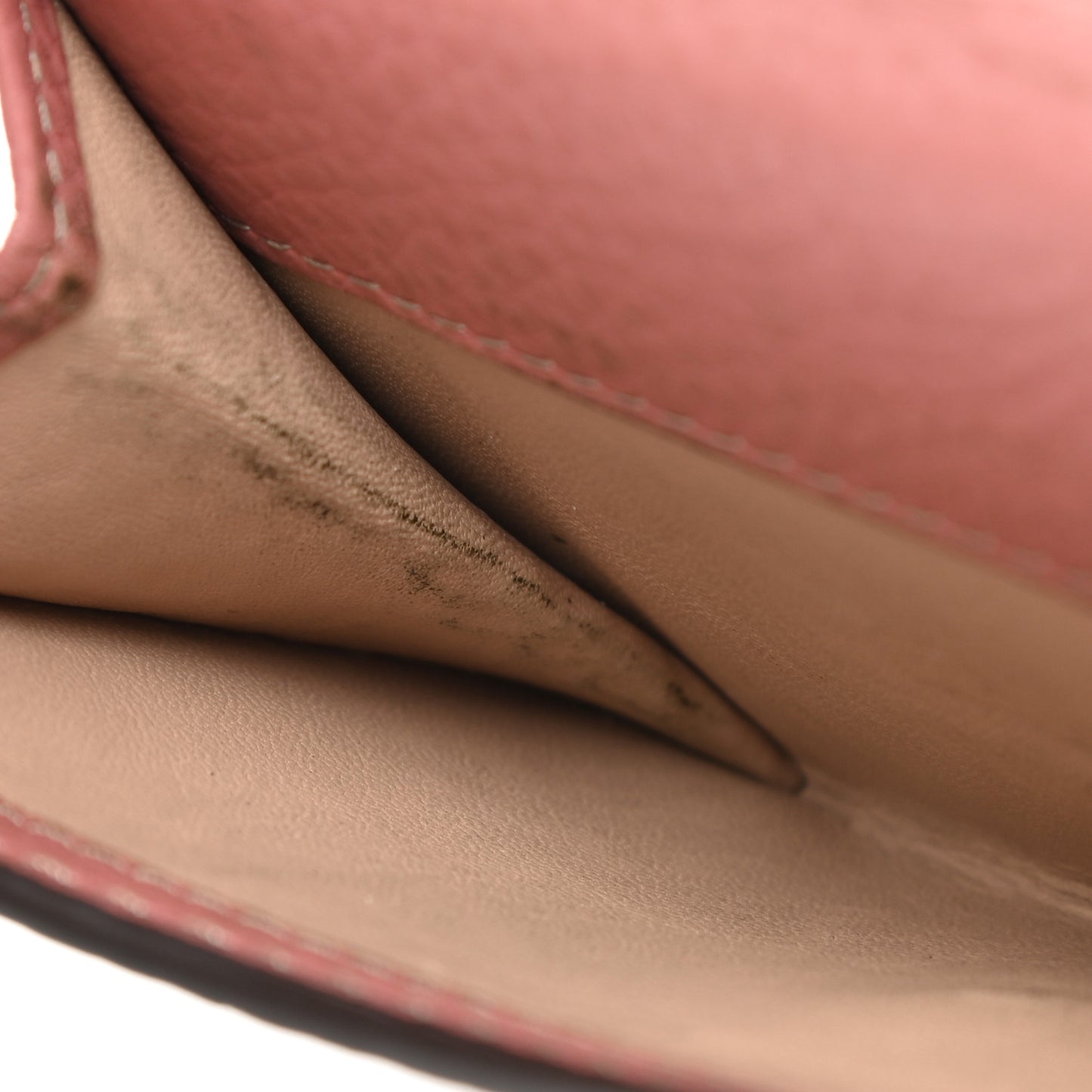 Grained Calfskin Marcie Square Wallet Pink