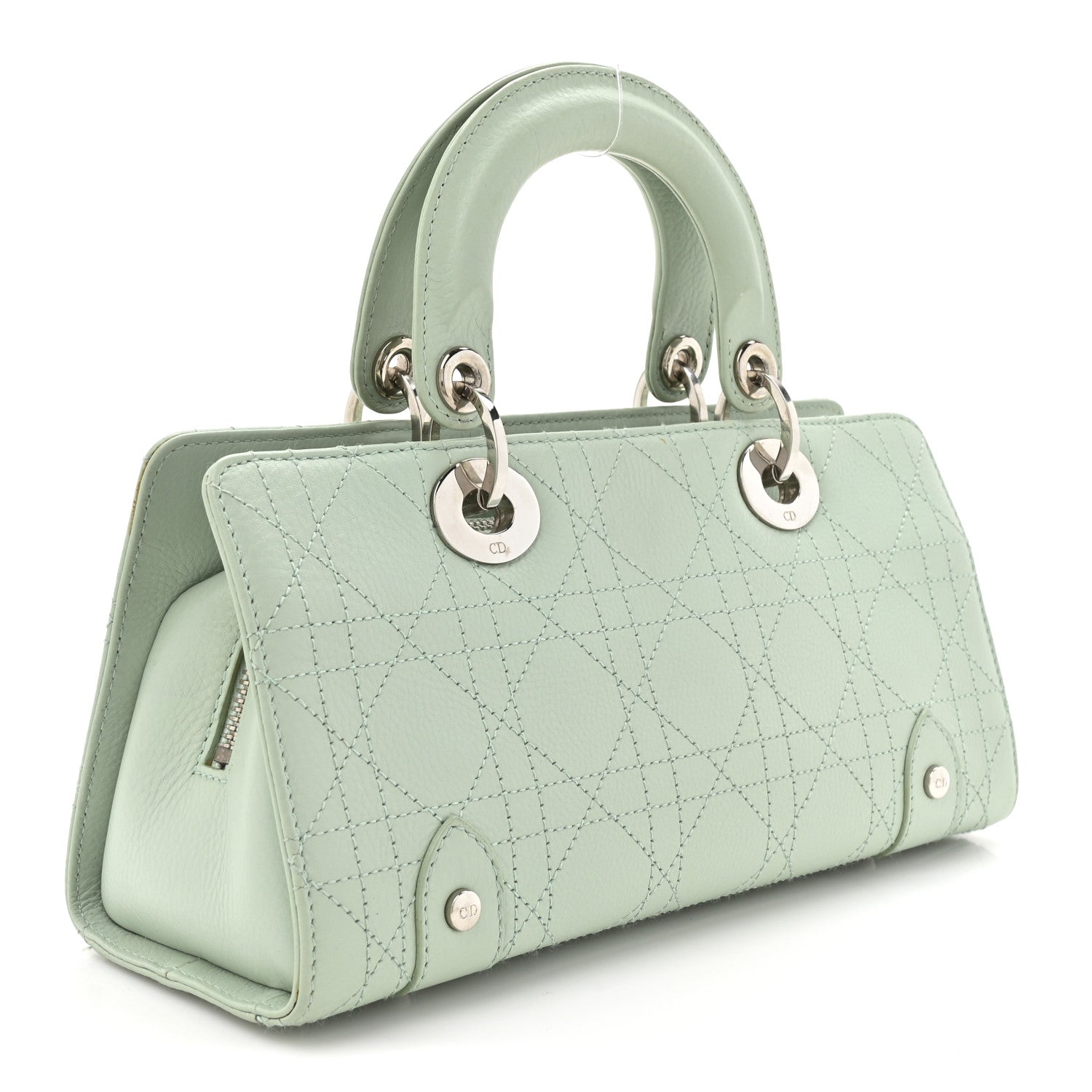 Christian Dior Calfskin Cannage Stitched Small East West Lady Dior Mint Green 3 of 15