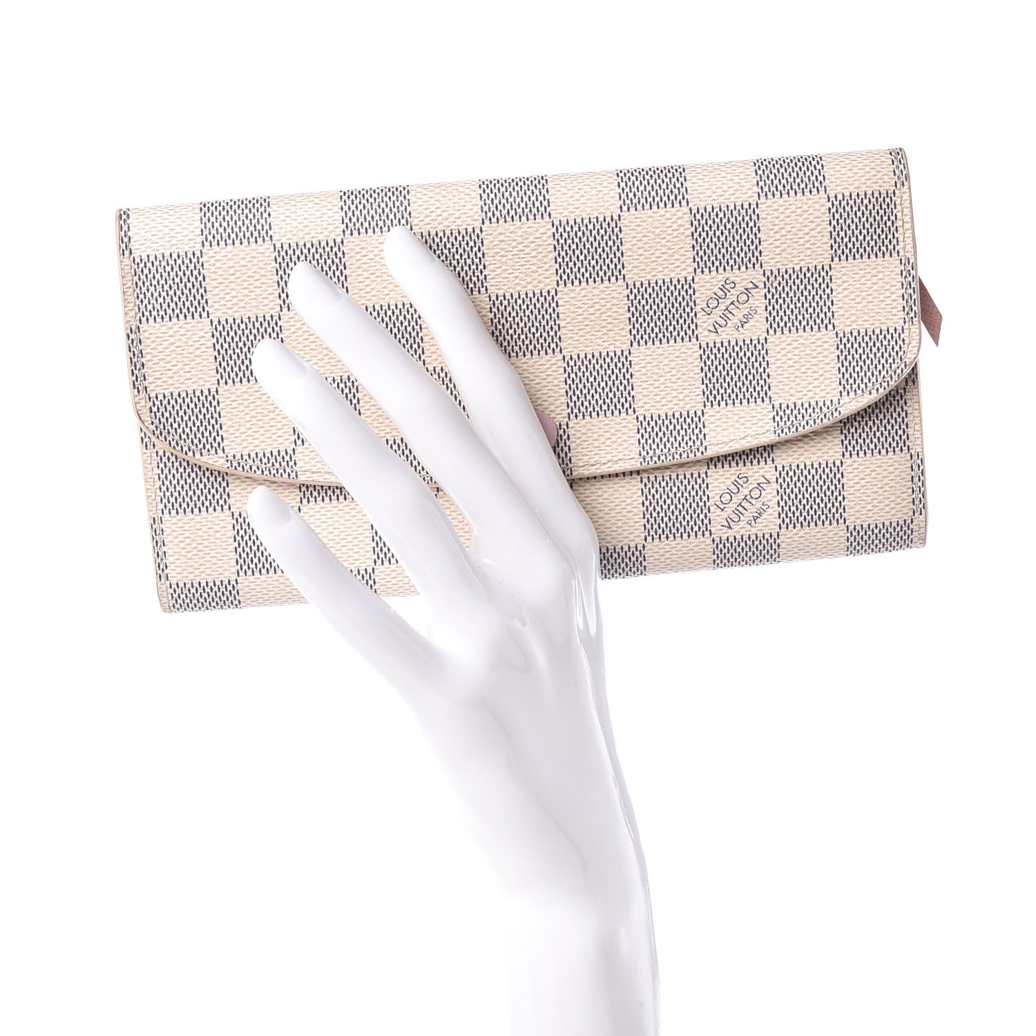 Louis Vuitton Damier Azur Emilie Wallet Rose Ballerine 2 of 8