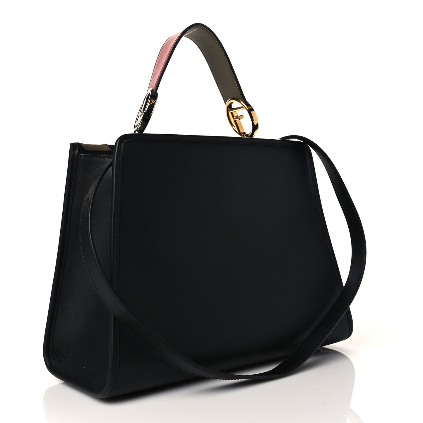Vitello Century F is Fendi FF Diagonal Inlay Small Runaway Satchel Fango Black Fragola