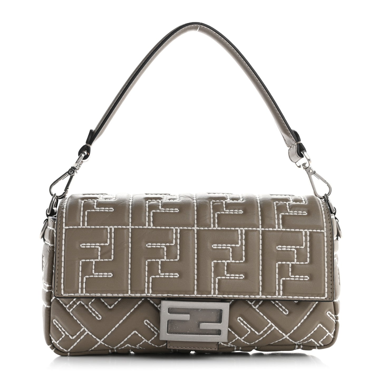 Nappa FF 1974 Embossed Stitched Baguette Tortora