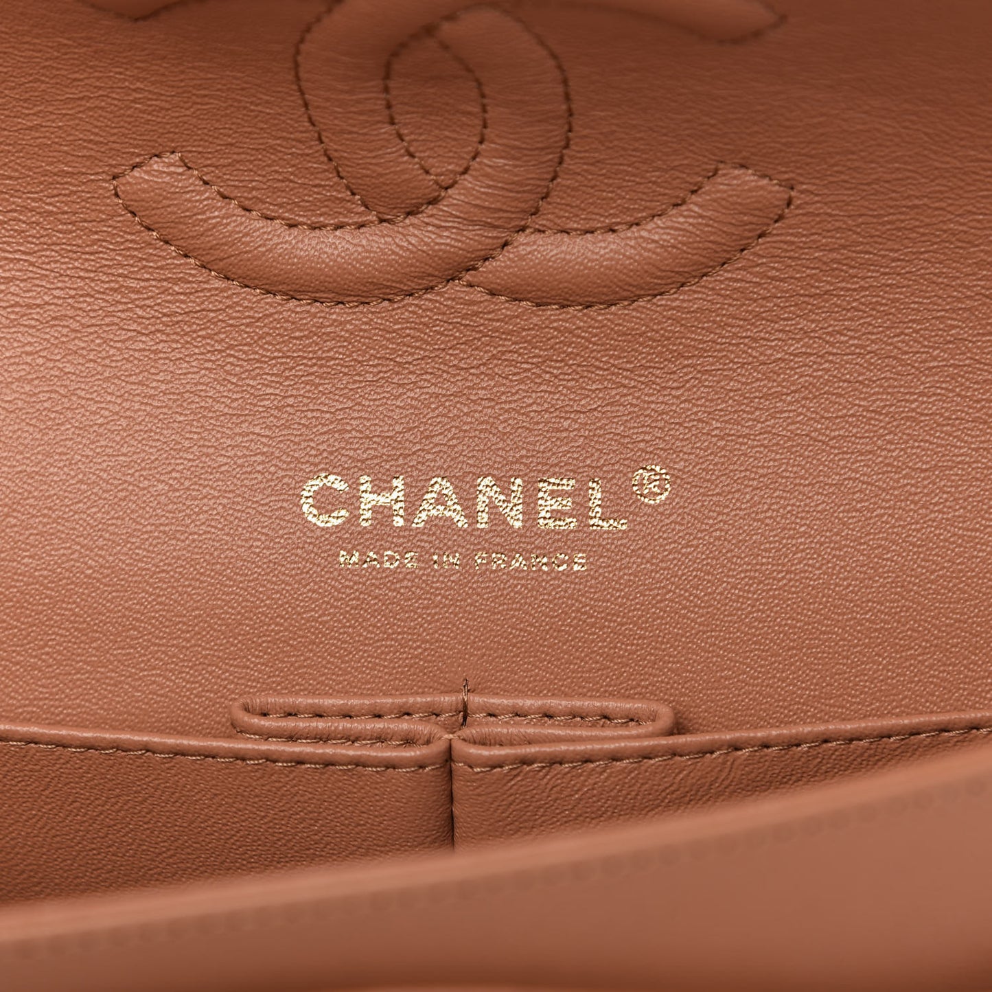 Lambskin Quilted Medium Double Flap Brown