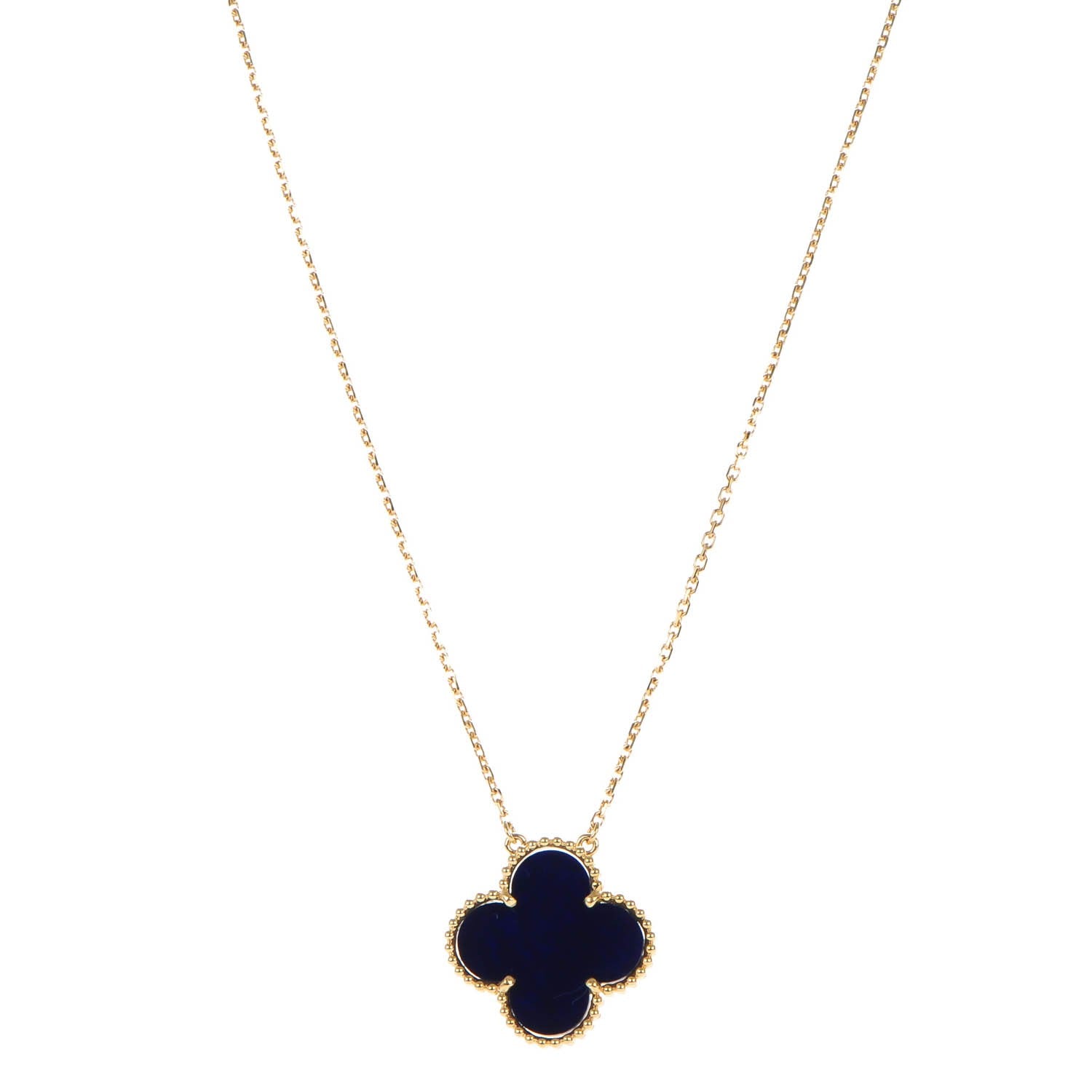 Van Cleef & Arpels 18K Yellow Gold Blue Sevres Porcelain Magic Alhambra Vendome Necklace 1 of 7