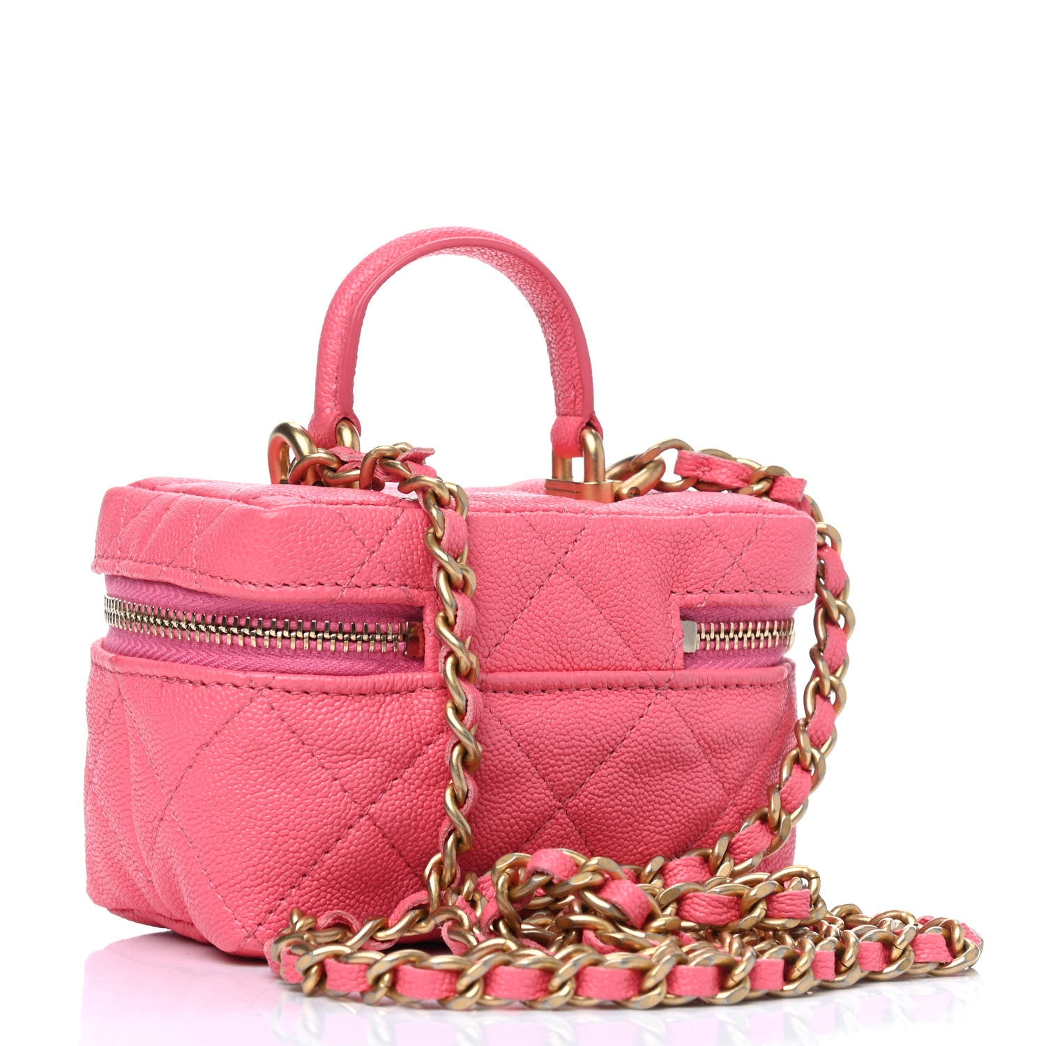 Chanel Caviar Quilted Mini Top Handle Vanity With Chain Pink 2 of 4