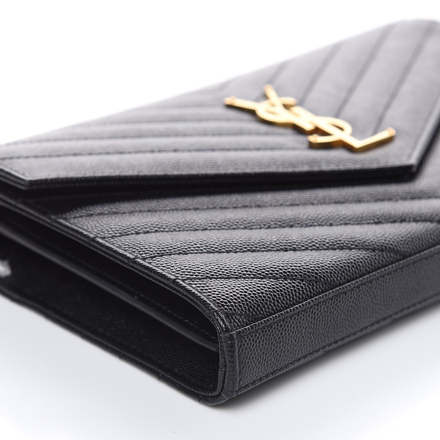 Grain De Poudre Matelasse Chevron Monogram Chain Wallet Black