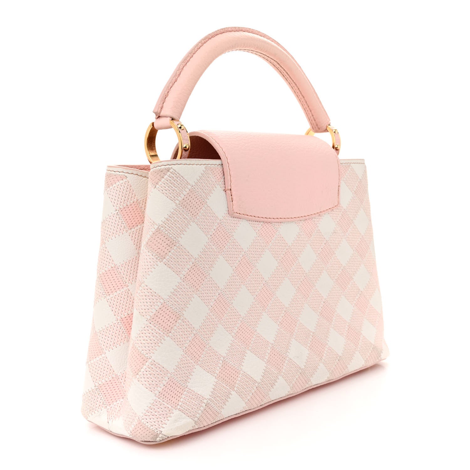 Louis Vuitton Taurillon Embroidered Vichy Capucines BB Light Pink 3 of 16