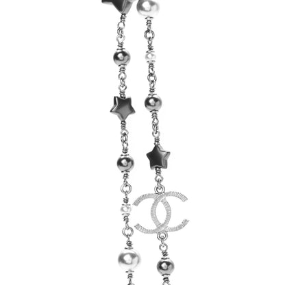 Chanel Pearl CC Star Long Necklace Silver 4 of 7