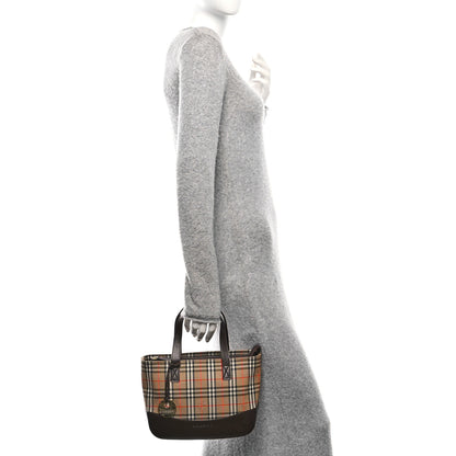 Burberry Haymarket Check Small Tote Dark Brown 2 of 9