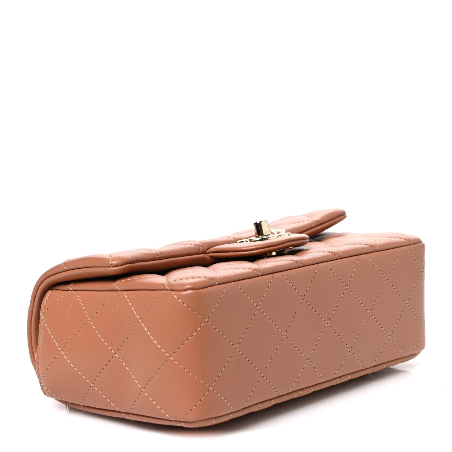 Lambskin Quilted Mini Rectangular Flap Brown