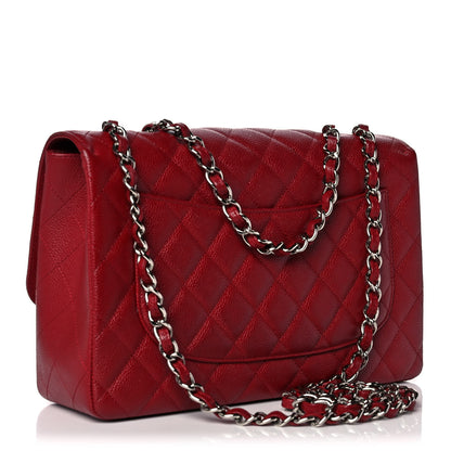 Chanel Caviar Quilted Jumbo Single Flap Dark Red 3 of 14