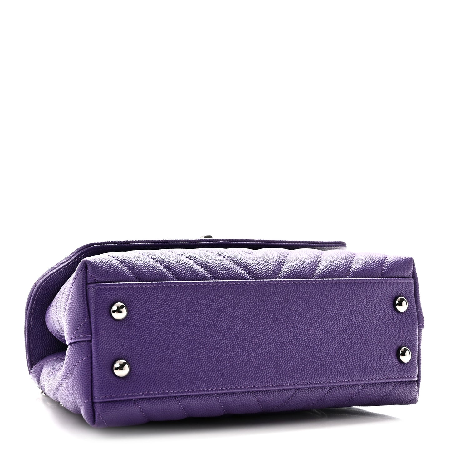 Caviar Chevron Quilted Mini Coco Handle Flap Purple