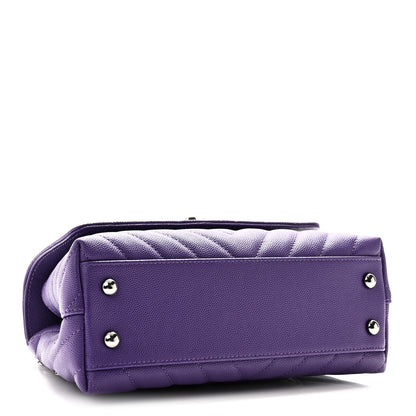 Chanel Caviar Chevron Quilted Mini Coco Handle Flap Purple 4 of 10