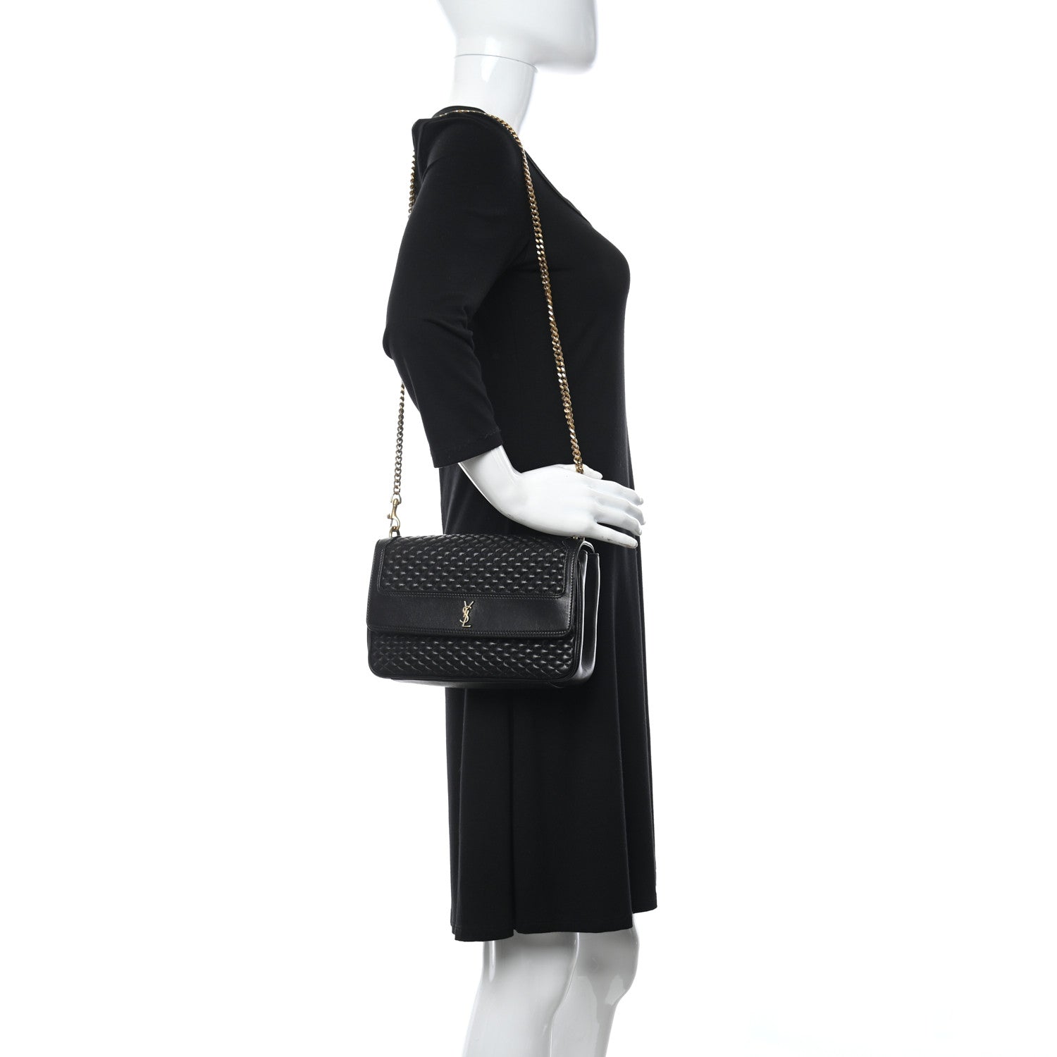 Saint Laurent Lambskin Quilted Victoire Shoulder Bag Black 2 of 9
