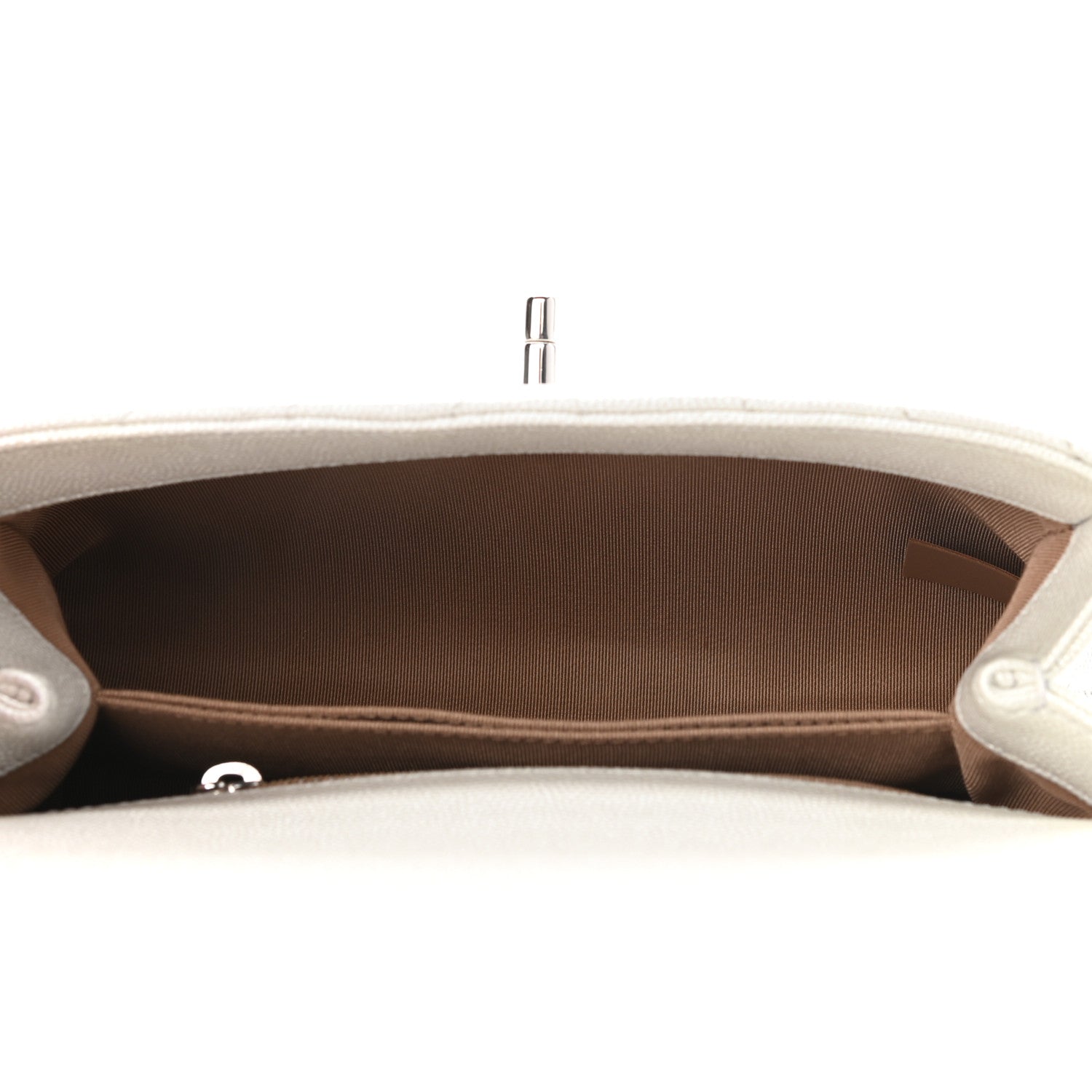 Chanel Iridescent Caviar Chevron Quilted Mini Coco Handle Flap White 9 of 19