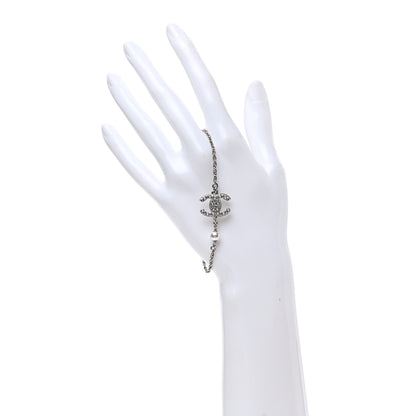 Chanel Pearl Crystal CC Bracelet Silver 2 of 5