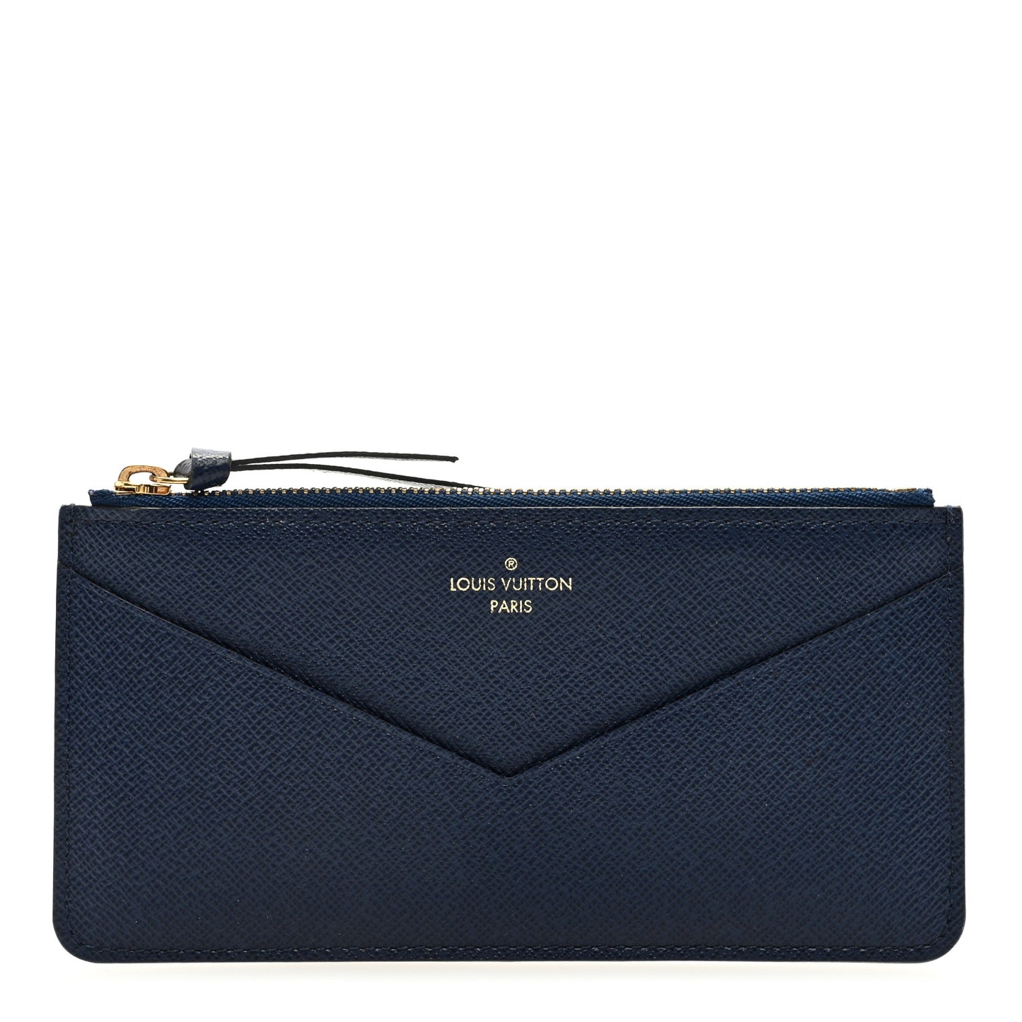 LOUIS VUITTON Calfskin Jeanne Wallet Zippered Insert Dark Blue