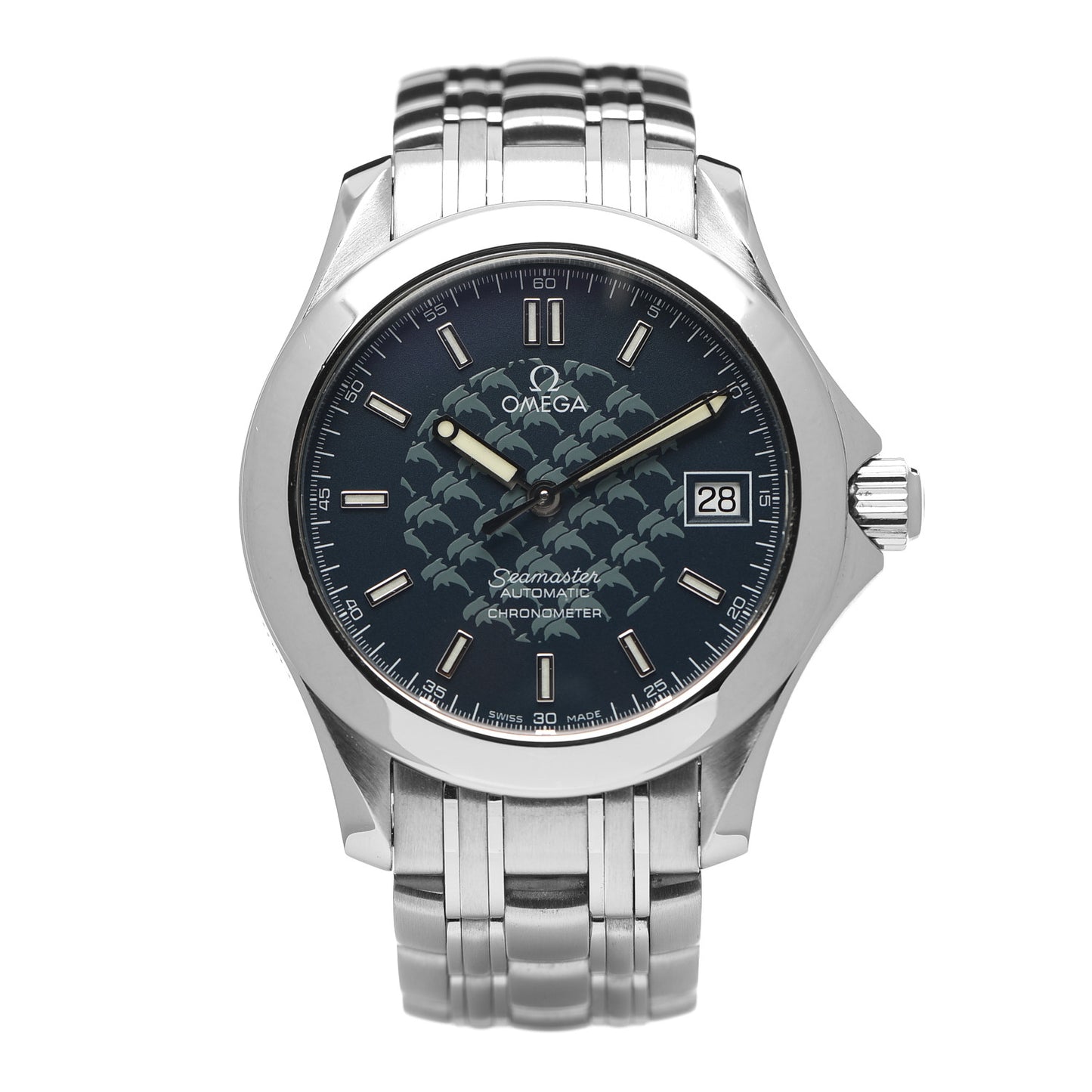 Stainless Steel 36mm Seamaster Jacques Mayol Automatic Watch Blue 2500.80