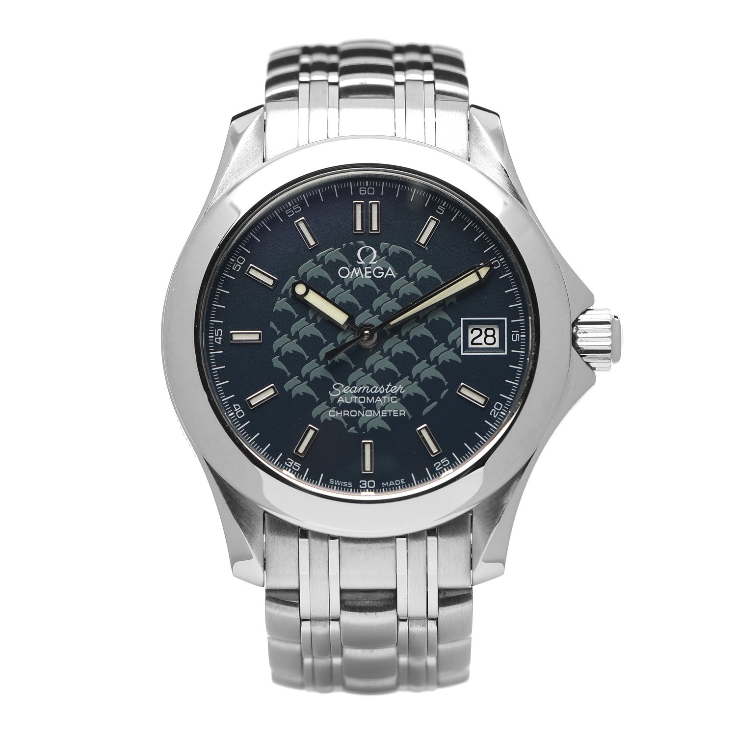Omega Stainless Steel 36mm Seamaster Jacques Mayol Automatic Watch Blue 2500.80 1 of 7