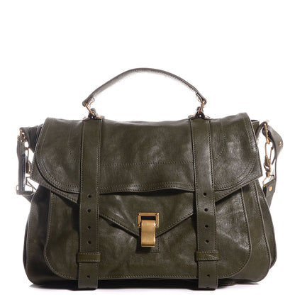 Proenza Schouler Lambskin PS1 Extra Large Satchel Military 1 of 15