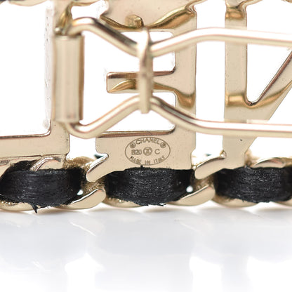 Chanel Metal Lambskin Vintage Allure Logo Hair Clip Black Gold 3 of 4