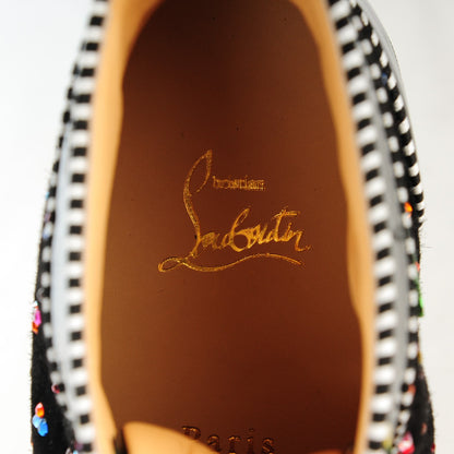Christian Louboutin Suede Patent Louis Clair De Lune Flat Sneakers 37 Version Black Multicolor 8 of 9