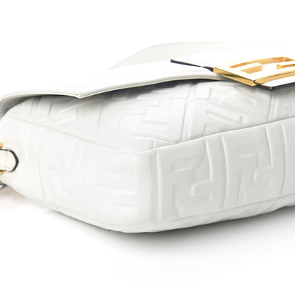 Fendi Nappa FF 1974 Embossed Large Baguette White 8 of 9