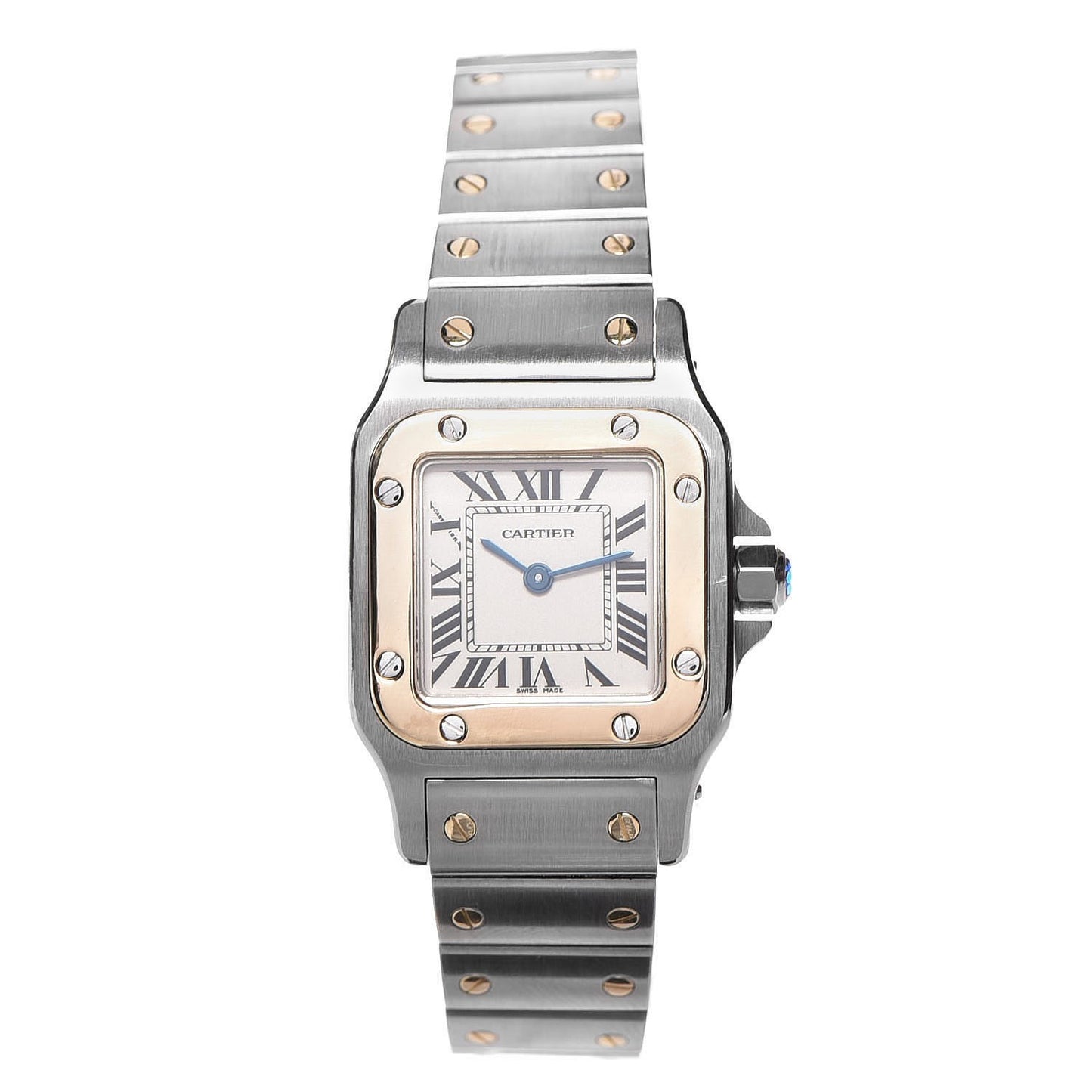 Stainless Steel 18K Yellow Gold 24mm Santos De Cartier Galbee Quartz Watch