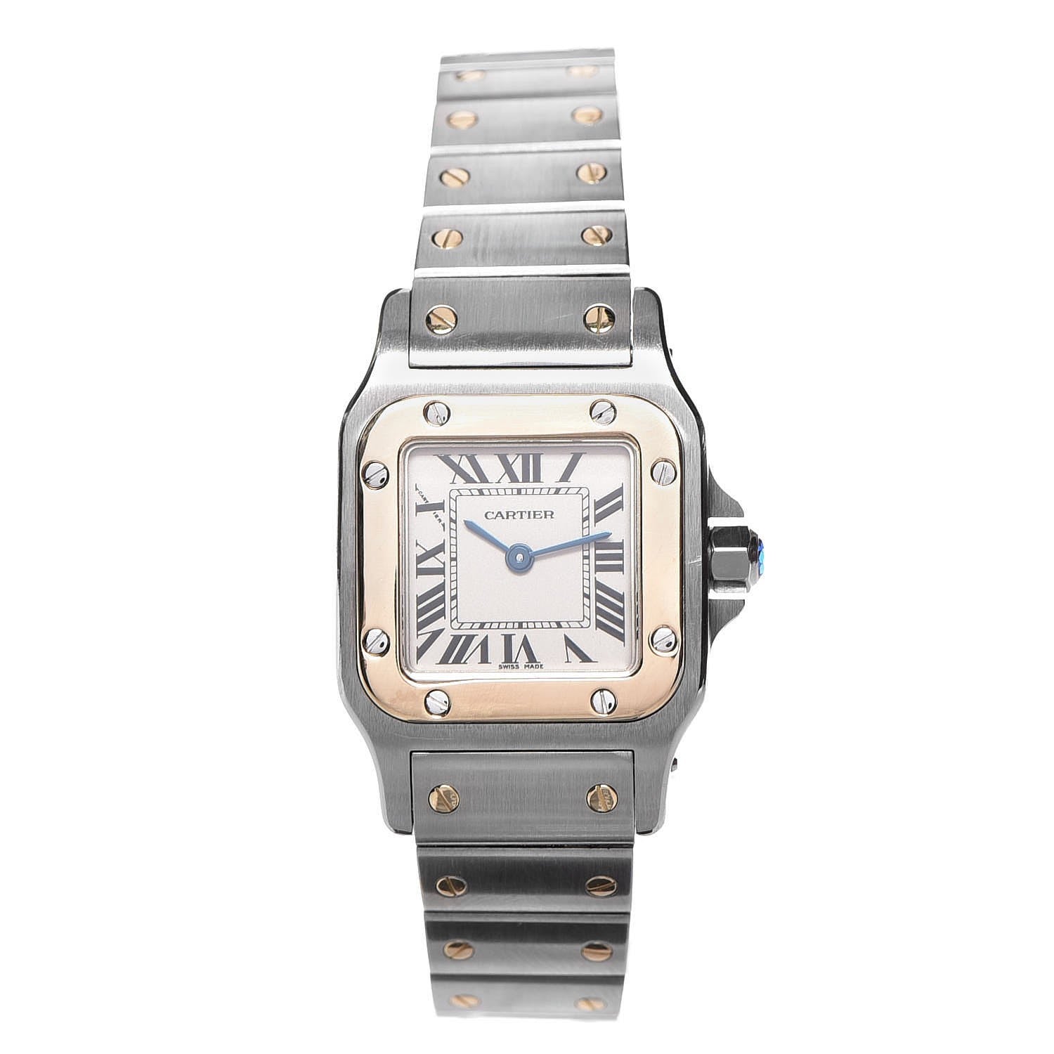 Cartier Stainless Steel 18K Yellow Gold 24mm Santos De Cartier Galbee Quartz Watch 1 of 13