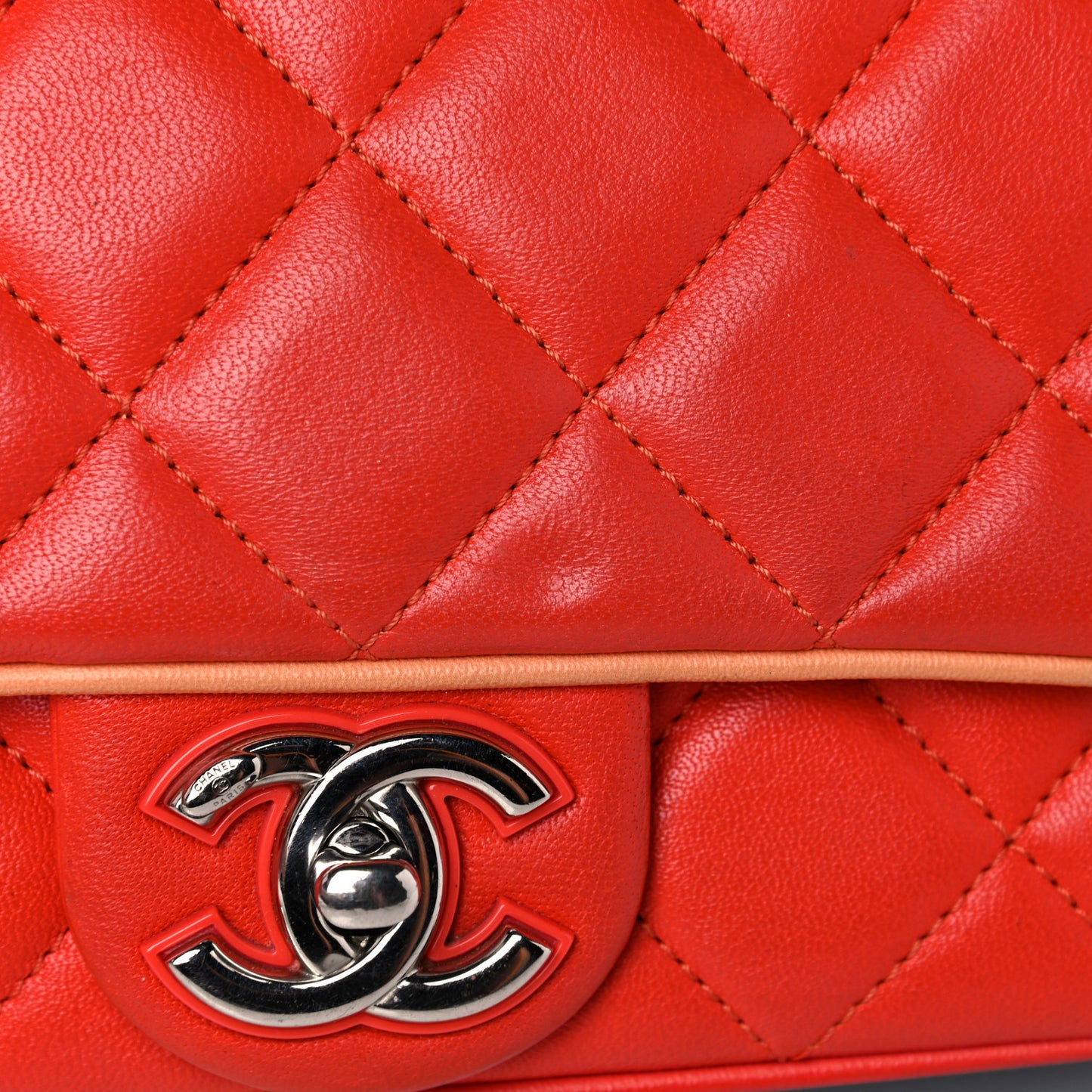 Lambskin Plexiglass Quilted Small Cuba Color Flap Red Multicolor