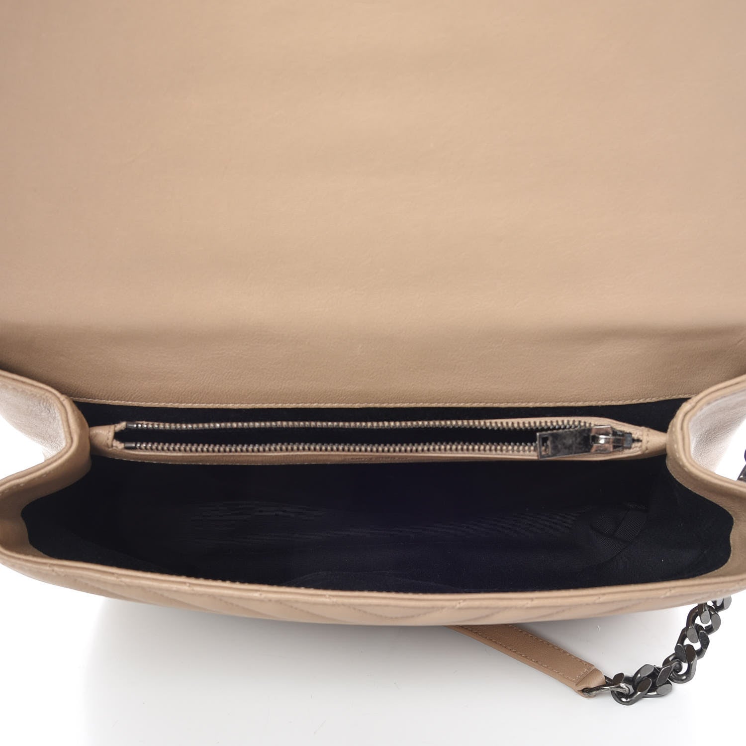 Saint Laurent Sheepskin Matelasse Chevron Monogram Large College Satchel Beige 5 of 11