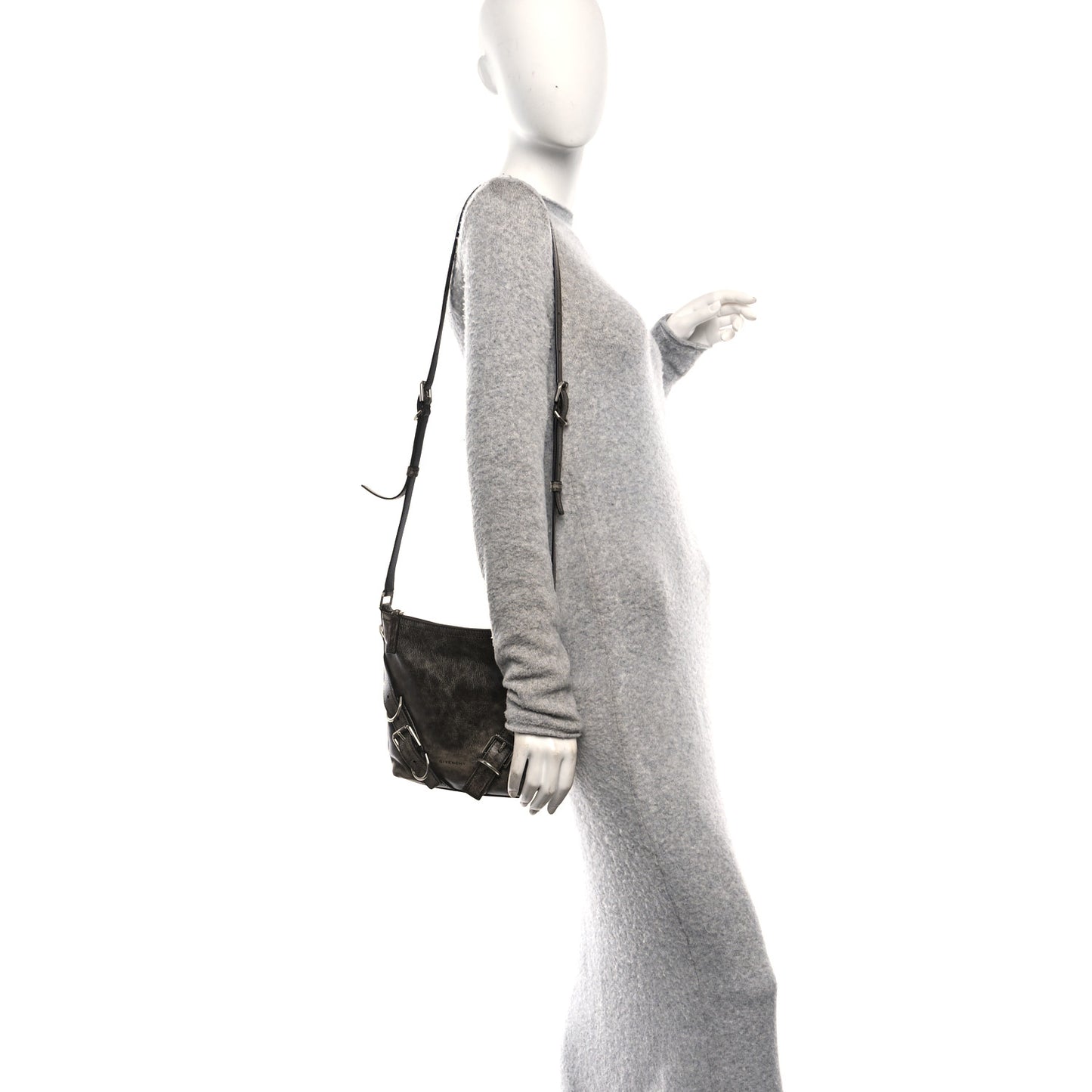 Lambskin Crackled Vintage Calfskin Small Voyou Crossbody Bag Brown