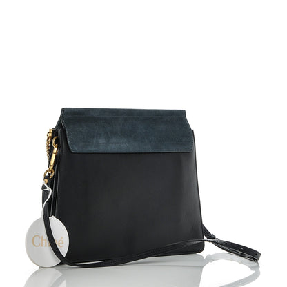 Chloe Calfskin Suede Studded Medium Faye Shoulder Bag Full Blue 3 of 7