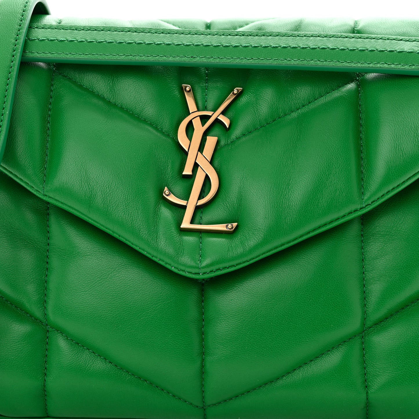 Lambskin Quilted Small Loulou Puffer Monogram Chain Satchel New Vert