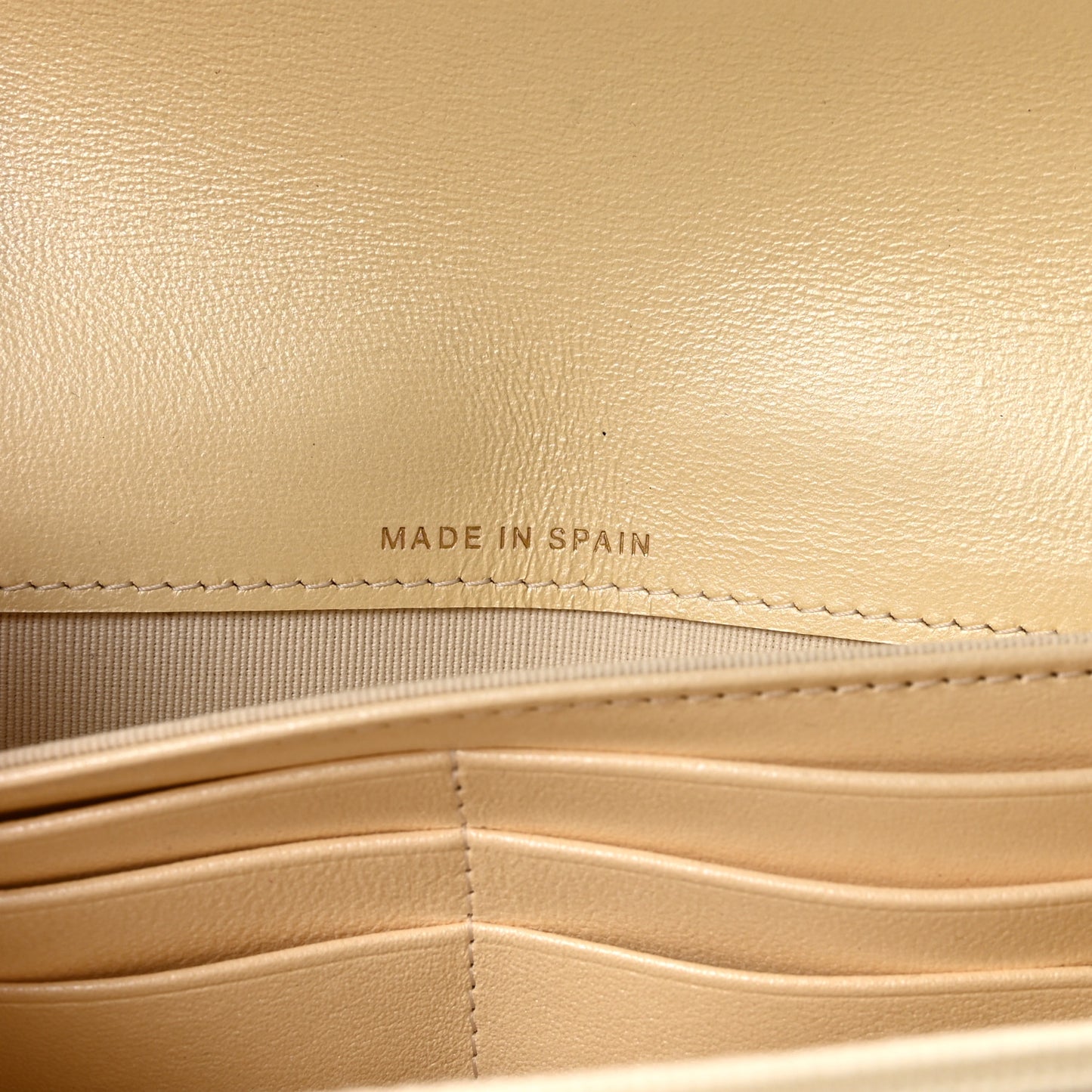 Iridescent Lambskin Quilted CC Flap Wallet Beige