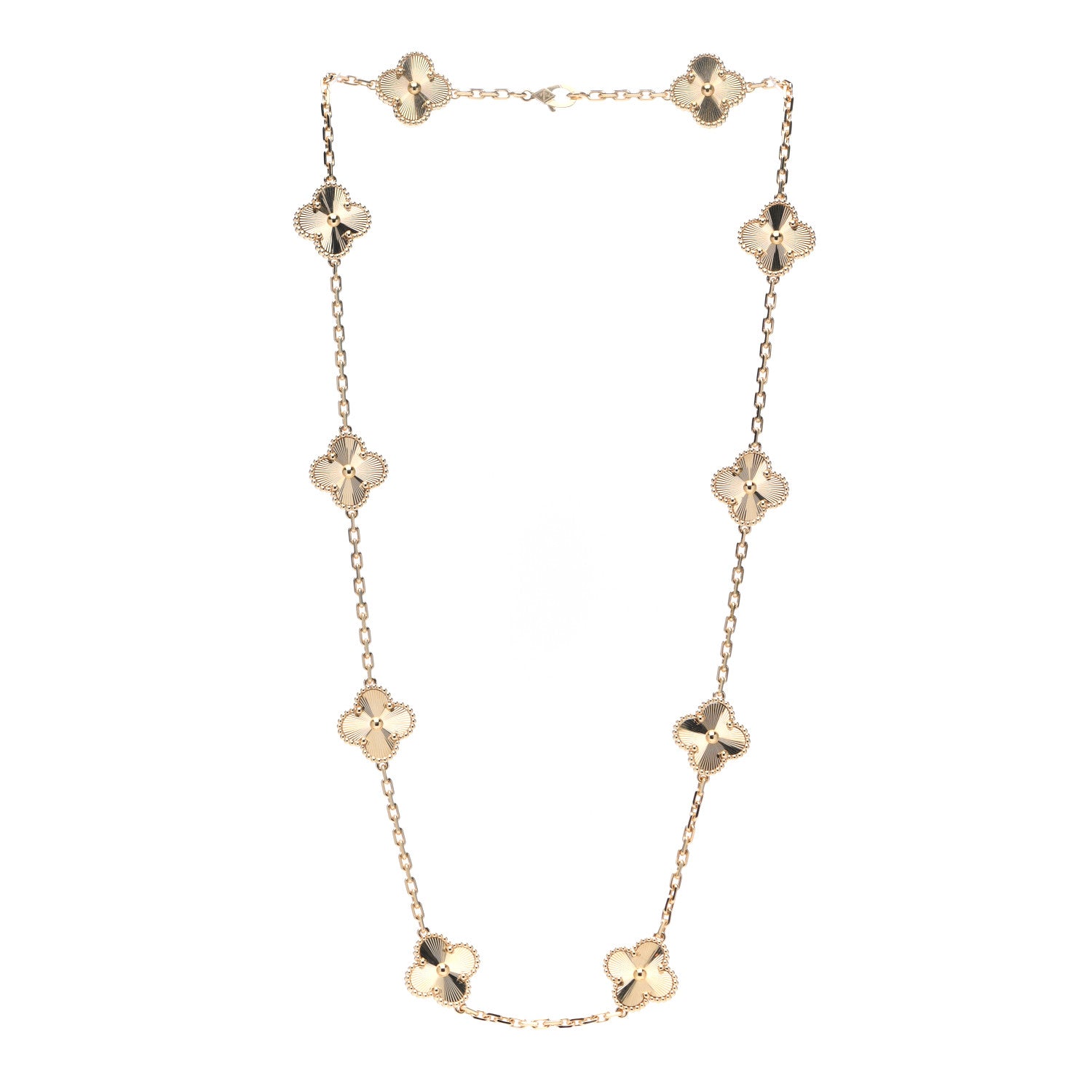 Van Cleef & Arpels 18K Yellow Gold 10 Motifs Guilloche Vintage Alhambra Necklace 3 of 6
