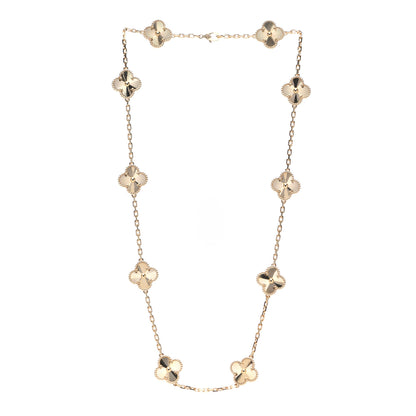 Van Cleef & Arpels 18K Yellow Gold 10 Motifs Guilloche Vintage Alhambra Necklace 3 of 6