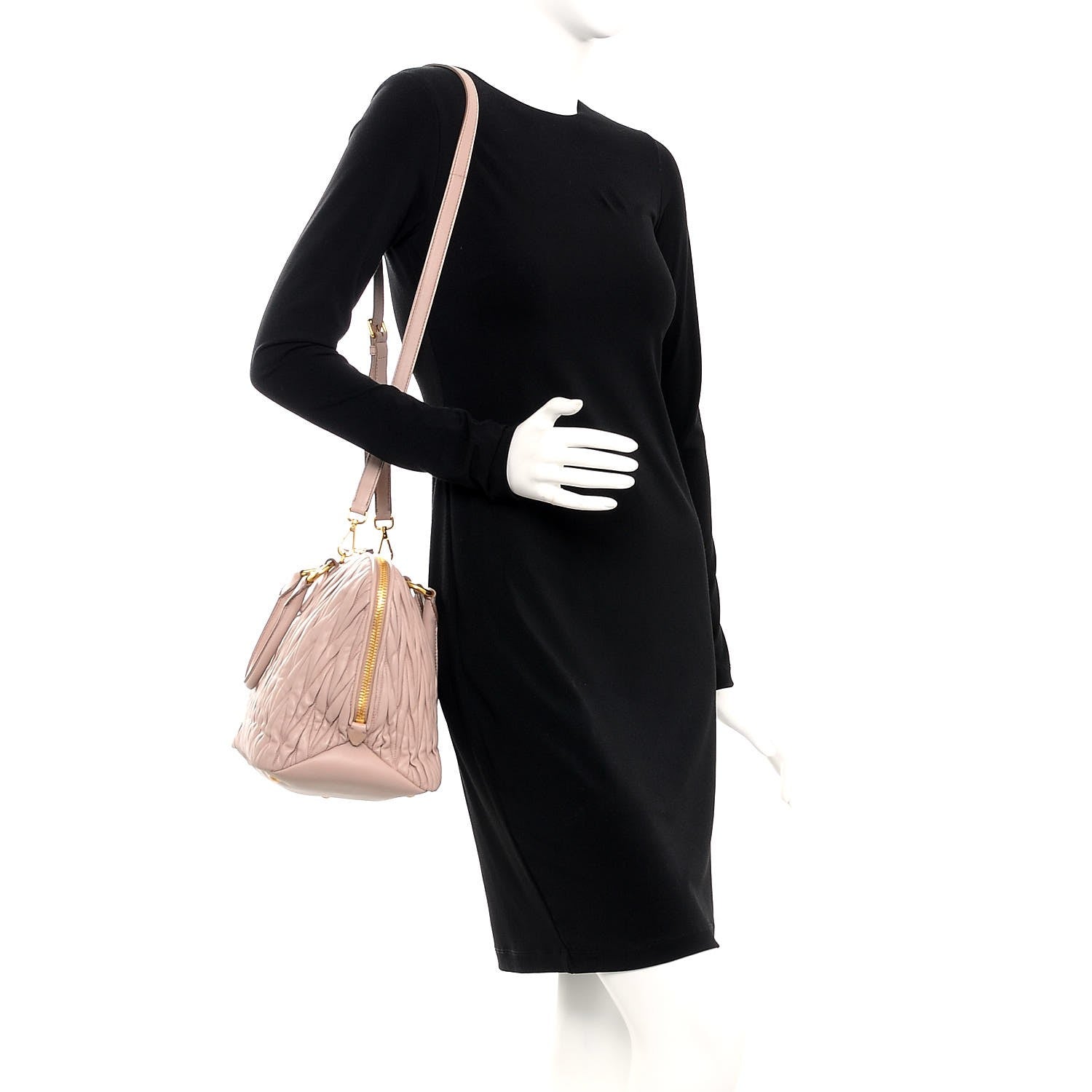 Miu Miu Nappa Matelasse Bauletto Top Handle Cammeo 2 of 9