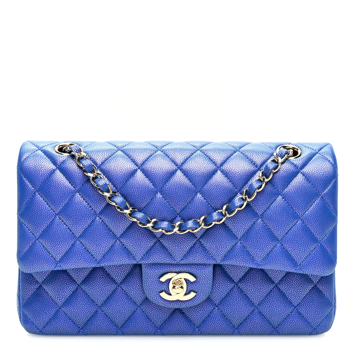 Chanel Iridescent Caviar Quilted Medium Double Flap Blue 1 of 11